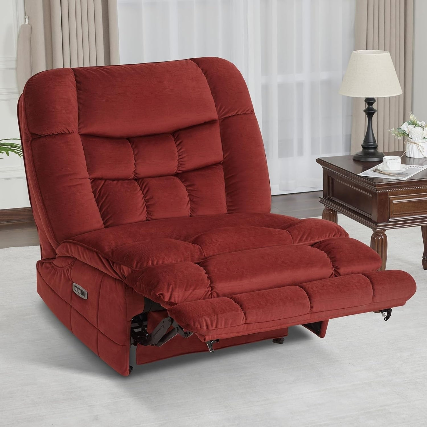 MCombo Oversized Dual Motor Armless Power Rocker Recliner Chair, Zeroarms Recliner Perfect for Living Room Fabric PR607