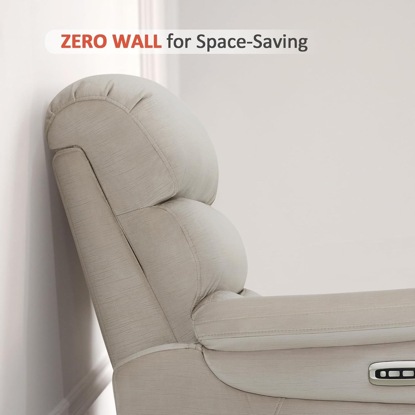 MCombo Zero Wall-Hugger Power Recliner Chair with Adjustable Headrest, Perfect for Small Spaces and RV, Fabric ST257