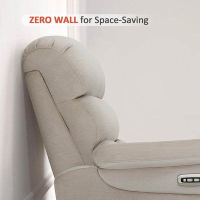 MCombo Zero Wall-Hugger Power Recliner Chair with Adjustable Headrest, Perfect for Small Spaces and RV, Fabric ST257