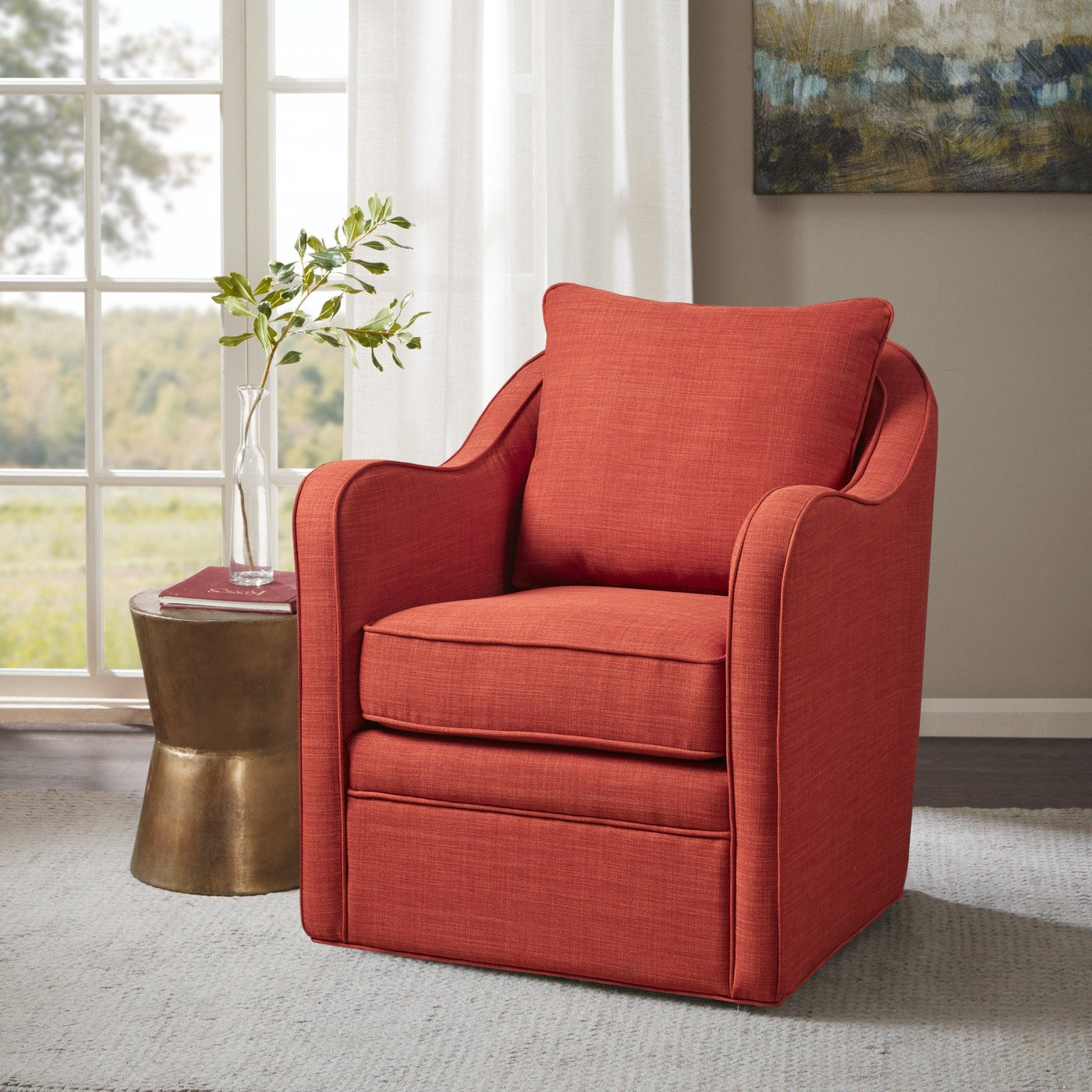 Madison Park Betty Upholstered Swivel Curved Armchair
