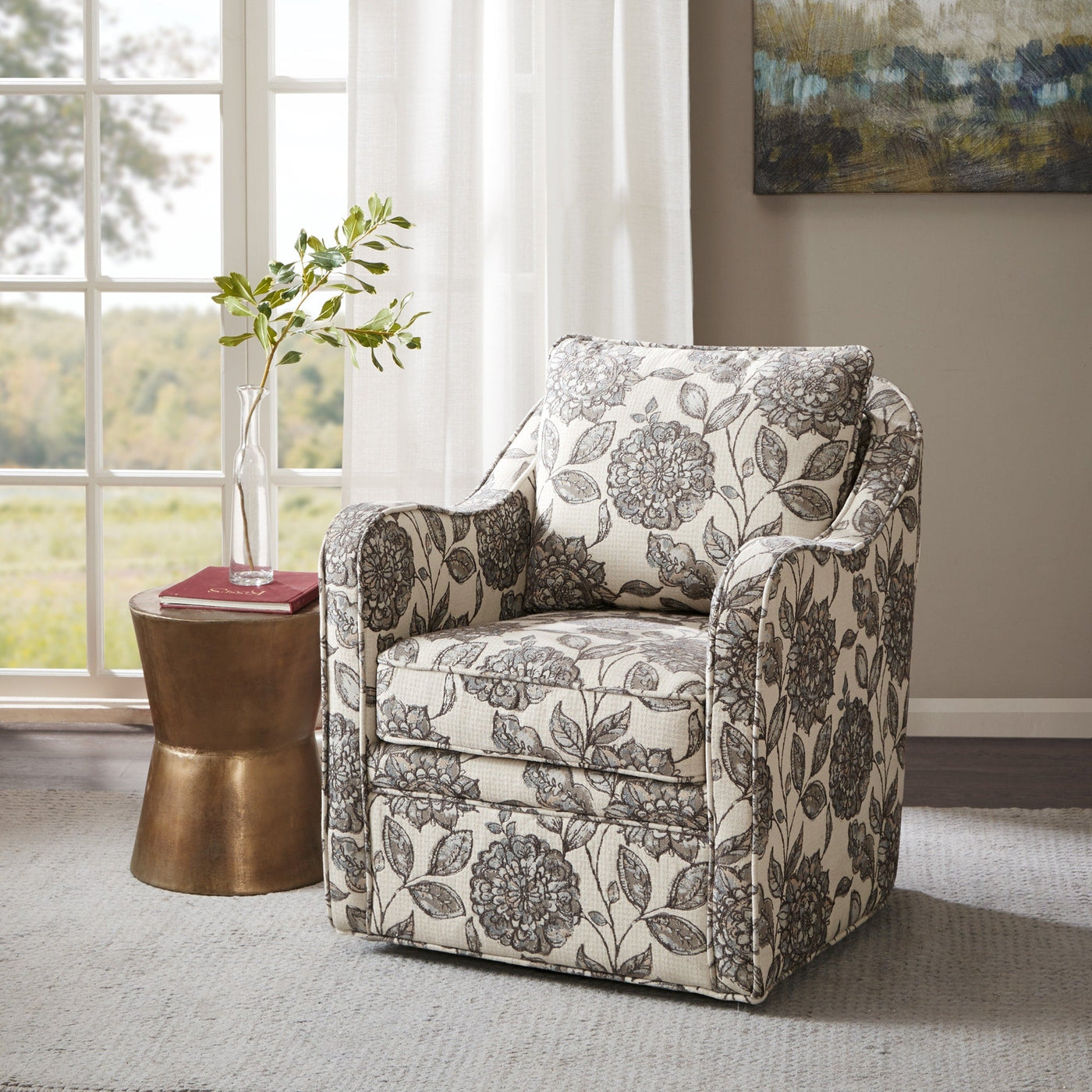 Madison Park Betty Upholstered Swivel Curved Armchair