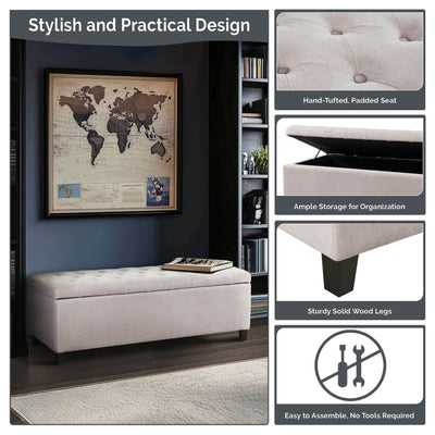 Madison Park Sasha Tufted Top Upholstered Storage Bench