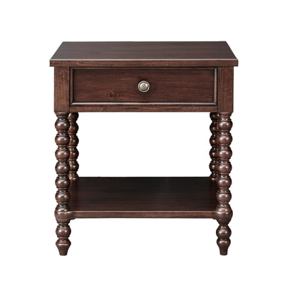 Madison Park Signature Beckett Turned Wood Spindle Nightstand with Drawer & Shelf