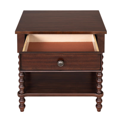 Madison Park Signature Beckett Turned Wood Spindle Nightstand with Drawer & Shelf