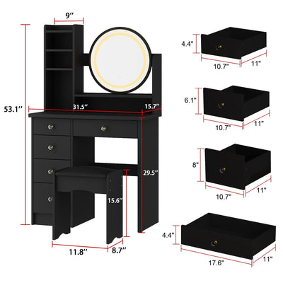 Makeup Vanity Dressing Table Set With Touch Screen Mirror & Stool