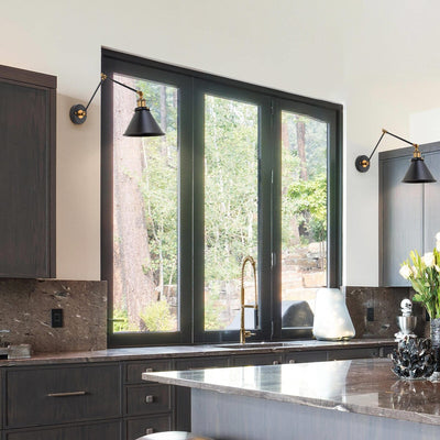 Malryn Set of 2 Modern Adjustable Swing Arm Lights Plug-in/Hardwired Wall Sconces