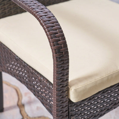 Mason Outdoor 7 Piece Acacia Wood and Wicker Dining Set by Christopher Knight Home