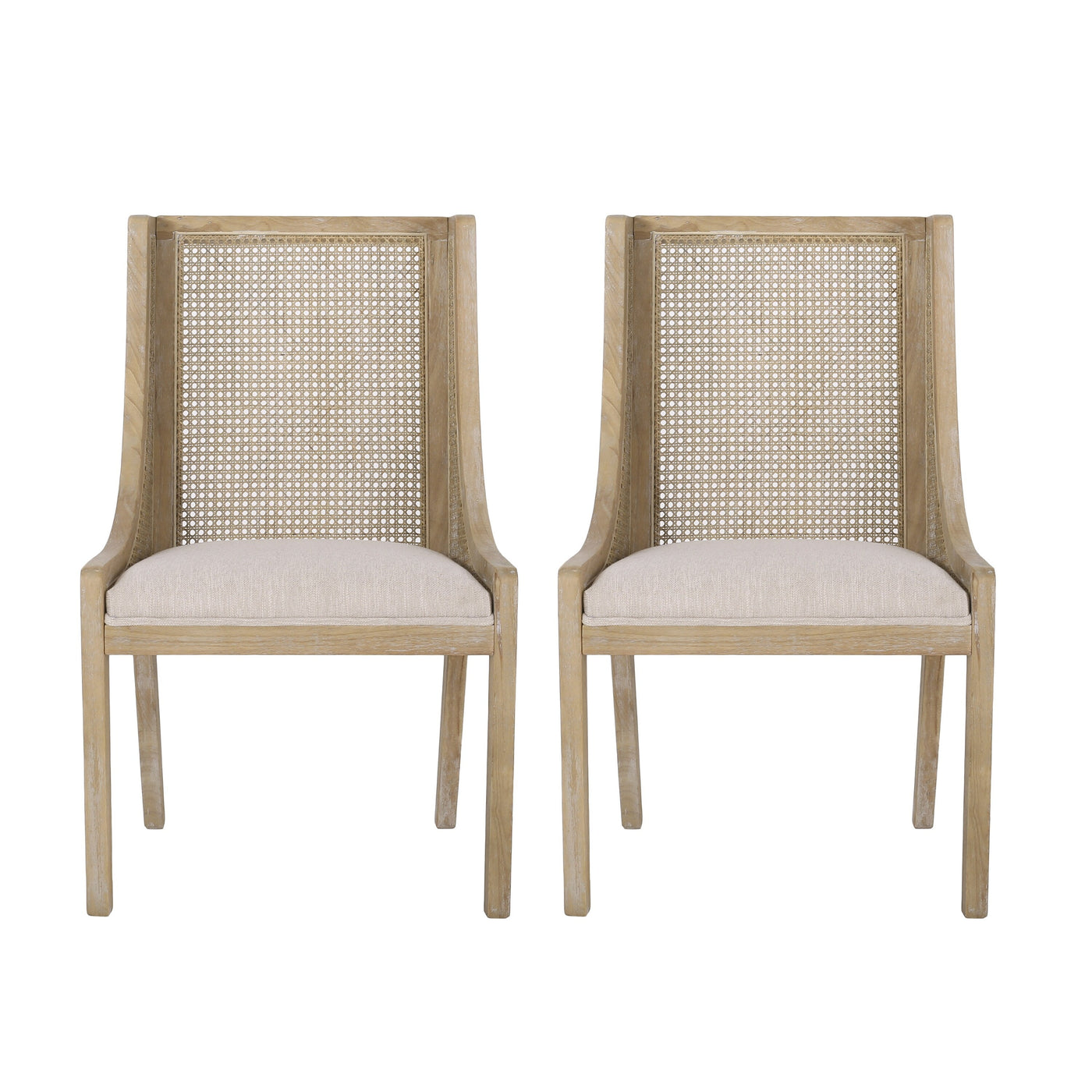 Maurers Cane and Wood Upholstered Dining Chairs (Set of 2) by Christopher Knight Home