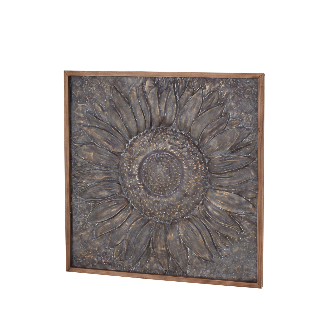 Metal Floral Sunflower Wall Decor with Embossed Details - Gray - Roche River Decor