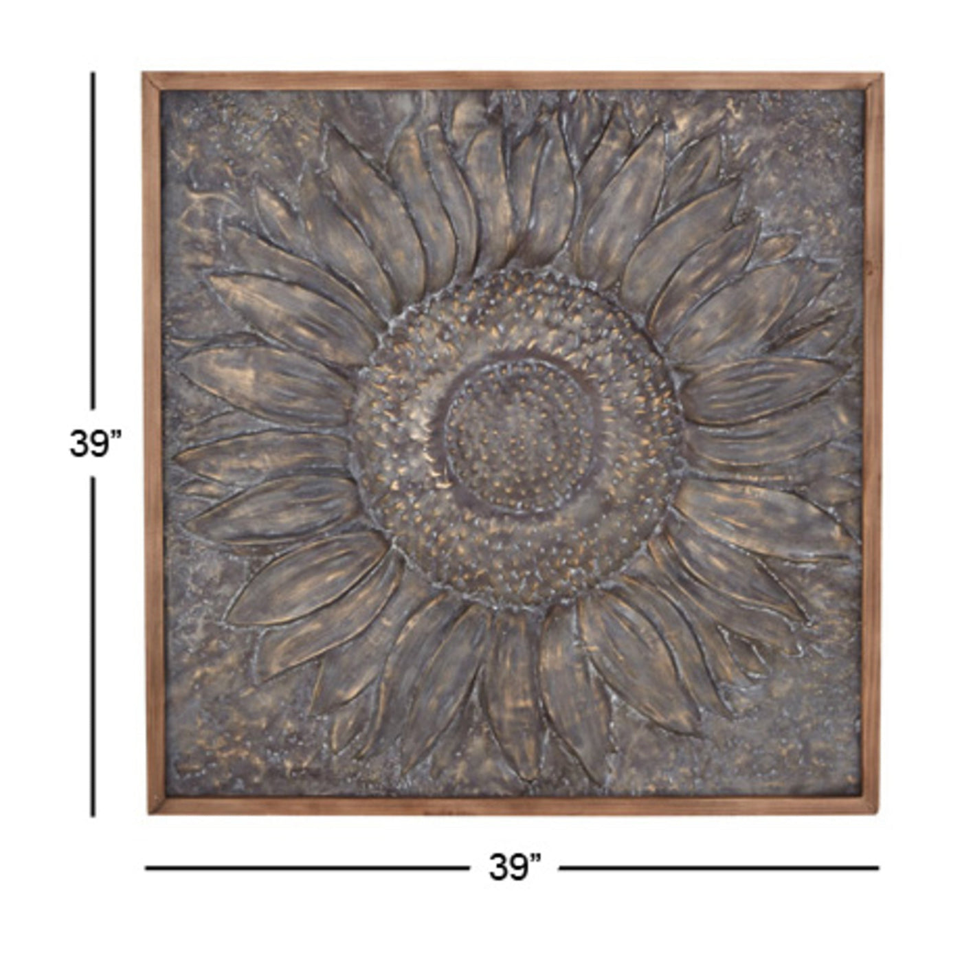 Metal Floral Sunflower Wall Decor with Embossed Details - Gray - Roche River Decor