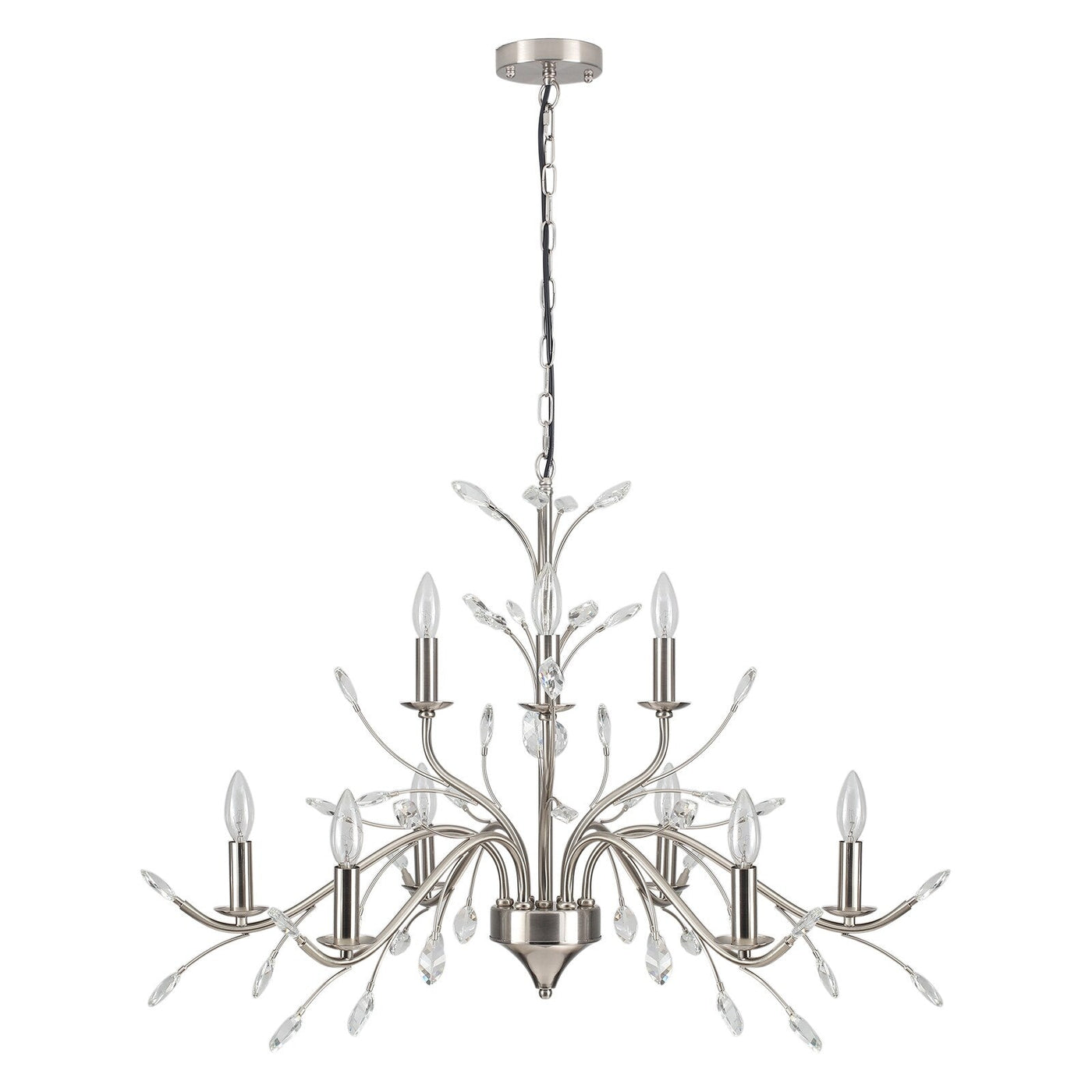 Farmhouse Retro Tree Branch Crystal Chandelier Candle-Style Pendant Light