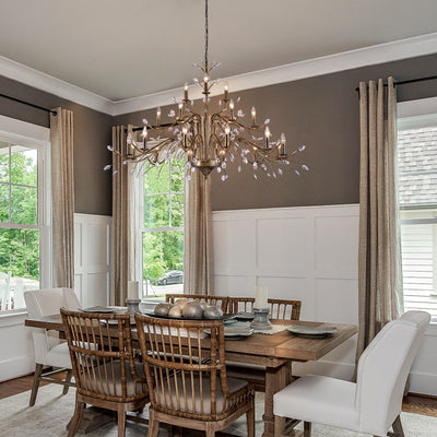 Farmhouse Retro Tree Branch Crystal Chandelier Candle-Style Pendant Light