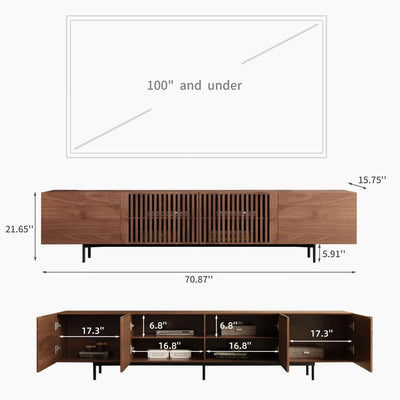 Mid-Century Modern TV Stand with 4 Doors Storage Cabinets, Fits TVs Up to 100 Inches, Living Room Entertainment Center