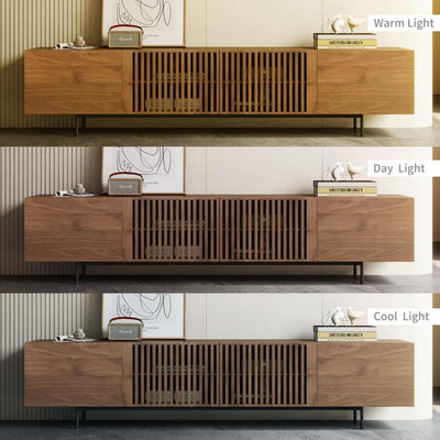 Mid-Century Modern TV Stand with 4 Doors Storage Cabinets, Fits TVs Up to 100 Inches, Living Room Entertainment Center