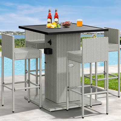 Moasis 5-Piece Outdoor Furniture Wicker Bar Set - 5 PCS
