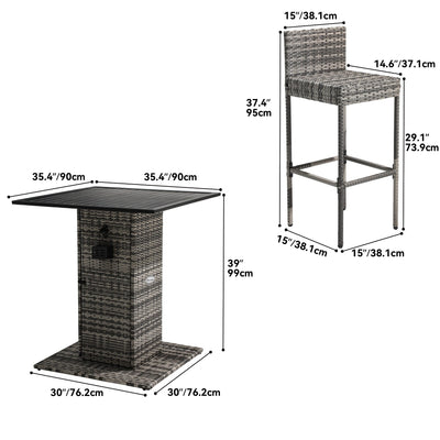 Moasis 5-Piece Outdoor Furniture Wicker Bar Set - 5 PCS
