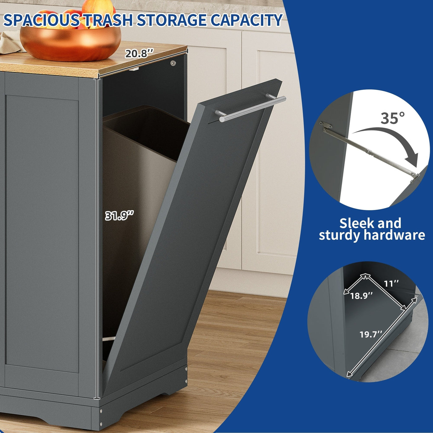 Moasis 53-inch Rolling Kitchen Island Storage Cabinet Portable Mobile Kitchen Cart