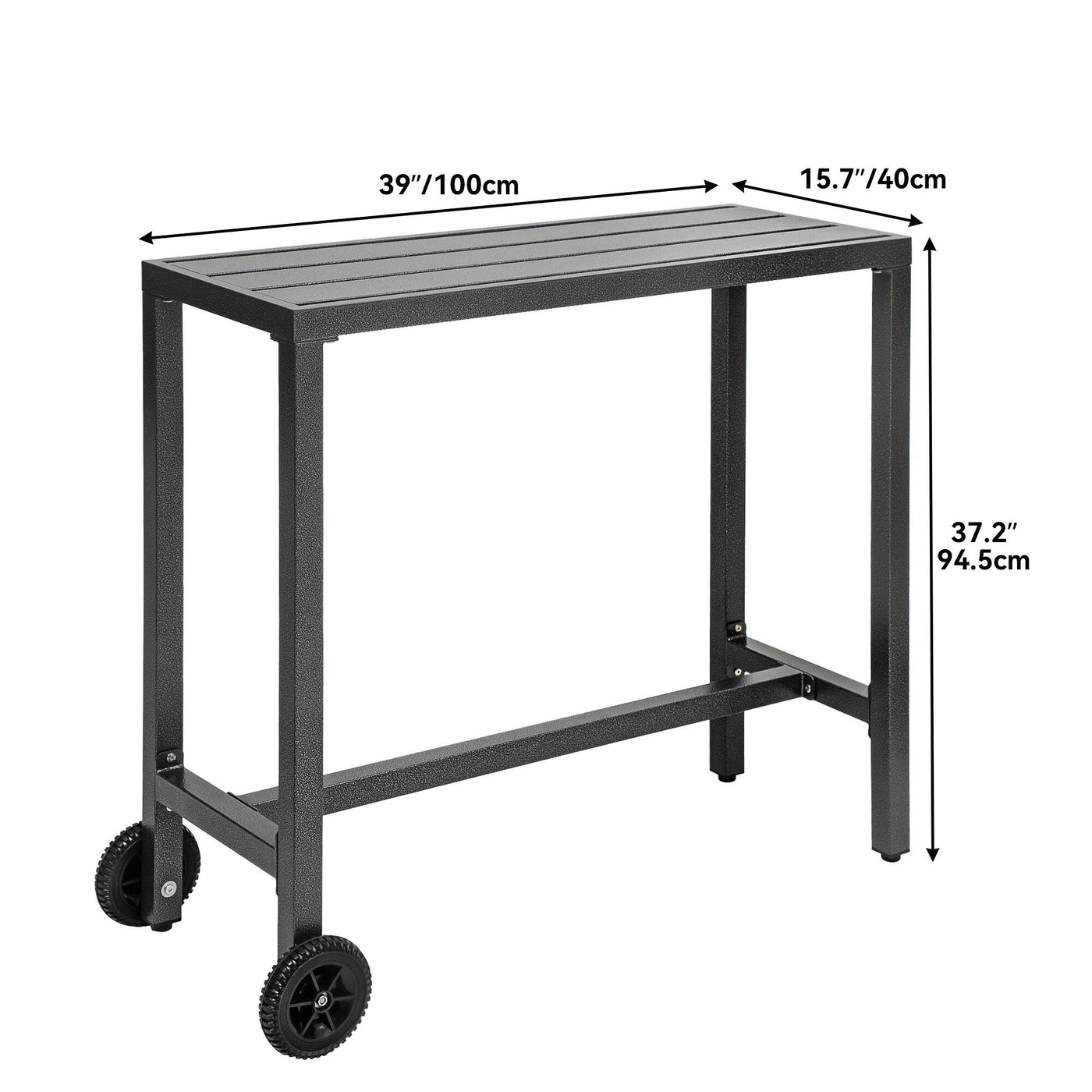 Moasis Patio Metal Counter Table Bar Table with Wheels