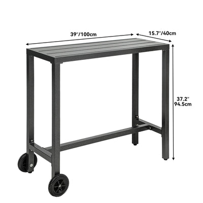 Moasis Patio Metal Counter Table Bar Table with Wheels