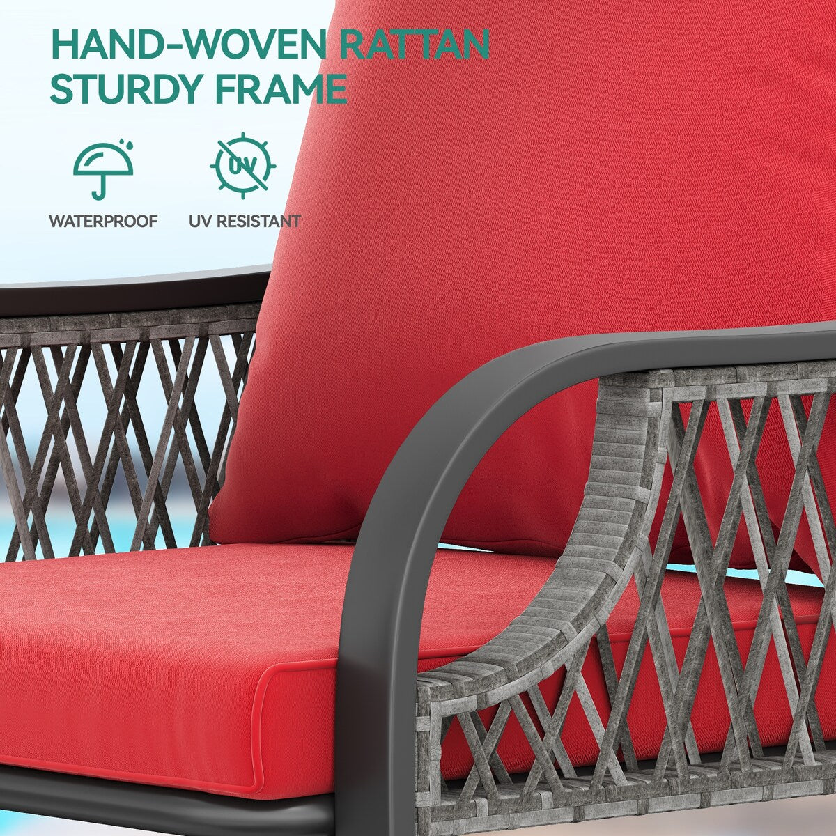 Moasis Red 3 PCs Patio Bistro Set Outdoor Furniture with Cushioned Seats - 3 Pcs