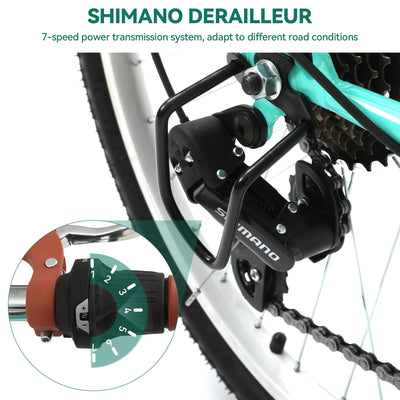 Moasis24/ 26 7-speed Cruiser Bike Adjustable Step Through Bike Commute Bike Bicycle