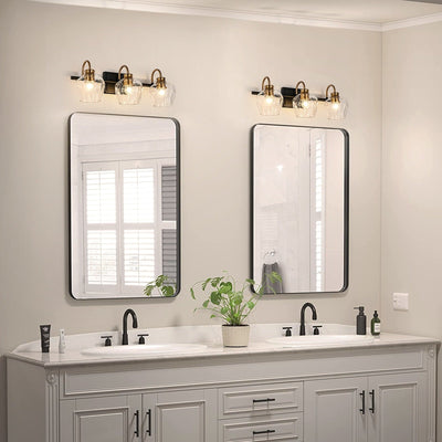 Modern 3/4-lights Bathroom Dimmable Vanity Lights Wall Sconces with Glass Shade