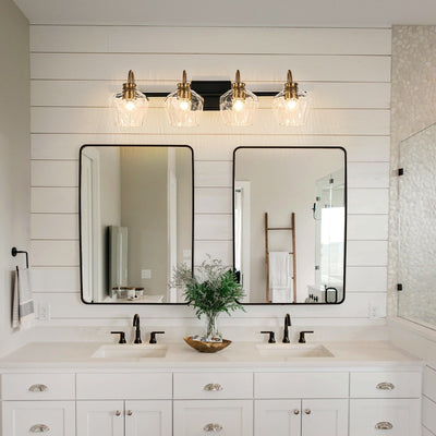 Modern 3/4-lights Bathroom Dimmable Vanity Lights Wall Sconces with Glass Shade