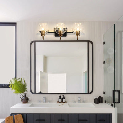 Modern 3/4-lights Bathroom Dimmable Vanity Lights Wall Sconces with Glass Shade