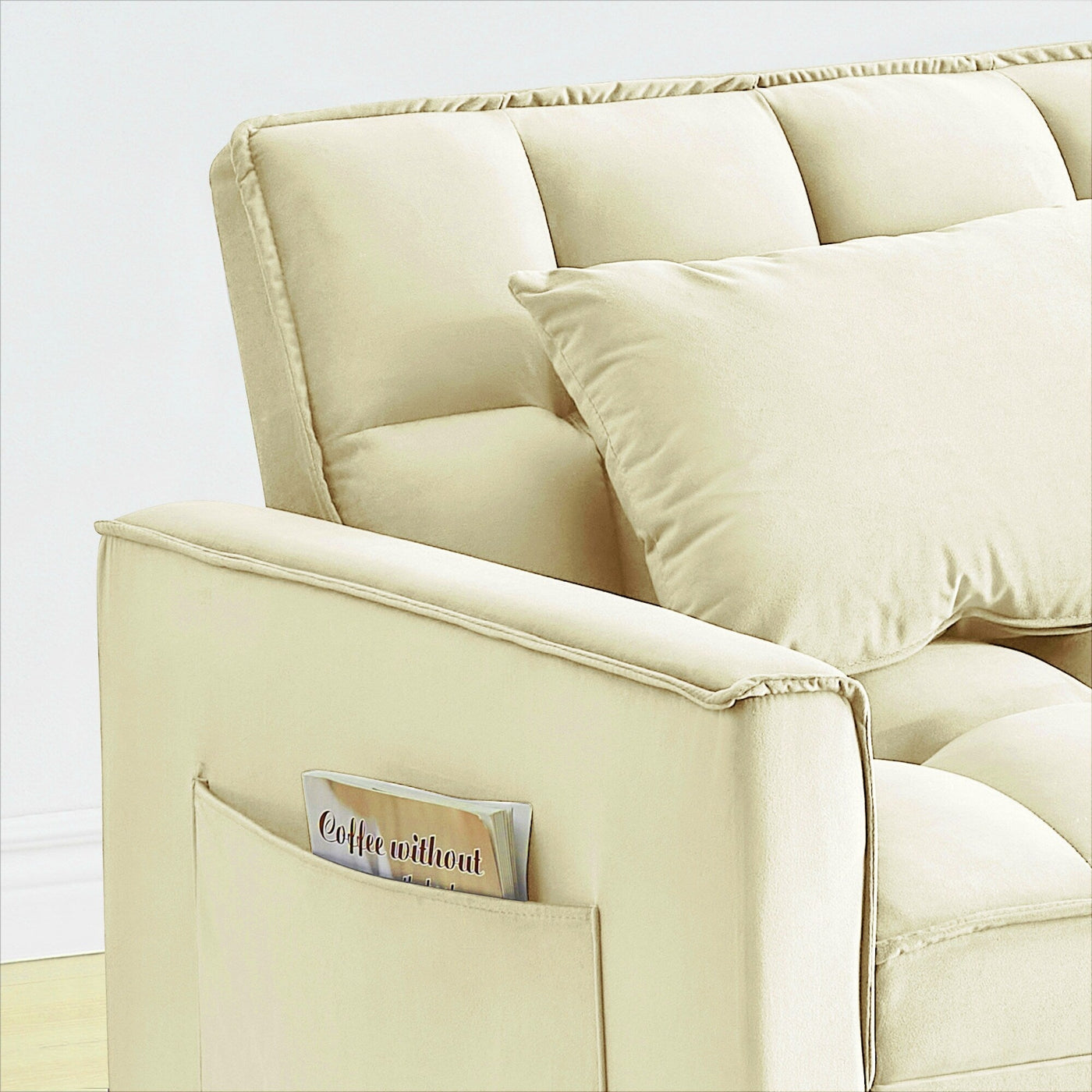 Modern 70.86 3 in 1 Single Convertible Sofa Bed with Adjustable Back and Moving Wheel for Living Room