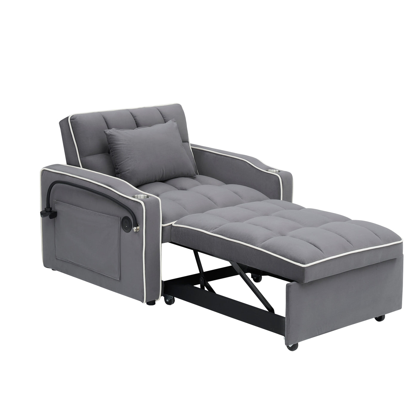 Modern 70.86 3 in 1 Single Convertible Sofa Bed with Adjustable Back and USB Charging Port for Living Room