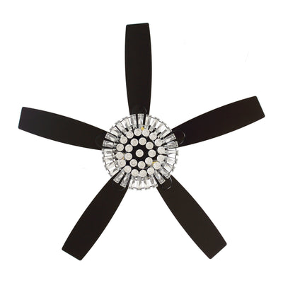 Modern Chrome 52-inch Crystal Chandelier Ceiling Fan with Remote