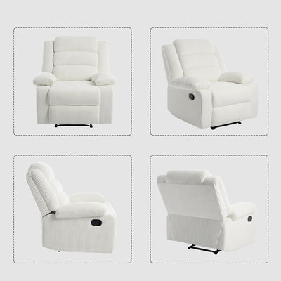 Modern Corduroy Manual Recliner Chair, Lounger Adjustable Recliners with Wide Armrest