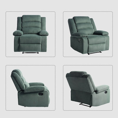 Modern Corduroy Manual Recliner Chair, Lounger Adjustable Recliners with Wide Armrest