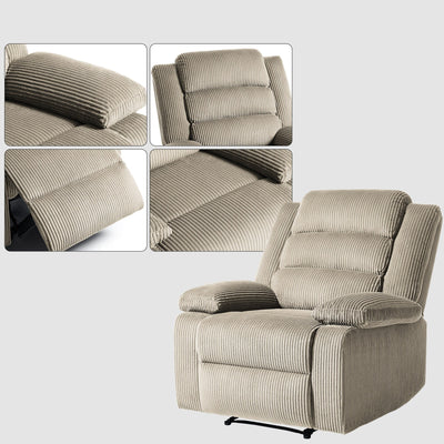 Modern Corduroy Manual Recliner Chair, Lounger Adjustable Recliners with Wide Armrest