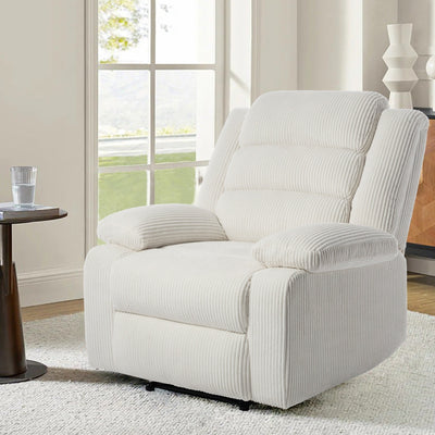 Modern Corduroy Manual Recliner Chair, Lounger Adjustable Recliners with Wide Armrest