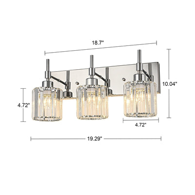 Modern Dimmable Crystal Bathroom Vanity Light Wall Sconces with Crystal Shades