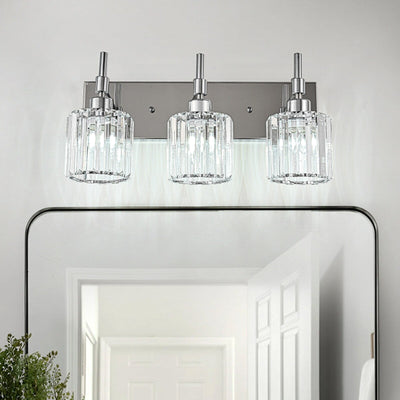 Modern Dimmable Crystal Bathroom Vanity Light Wall Sconces with Crystal Shades