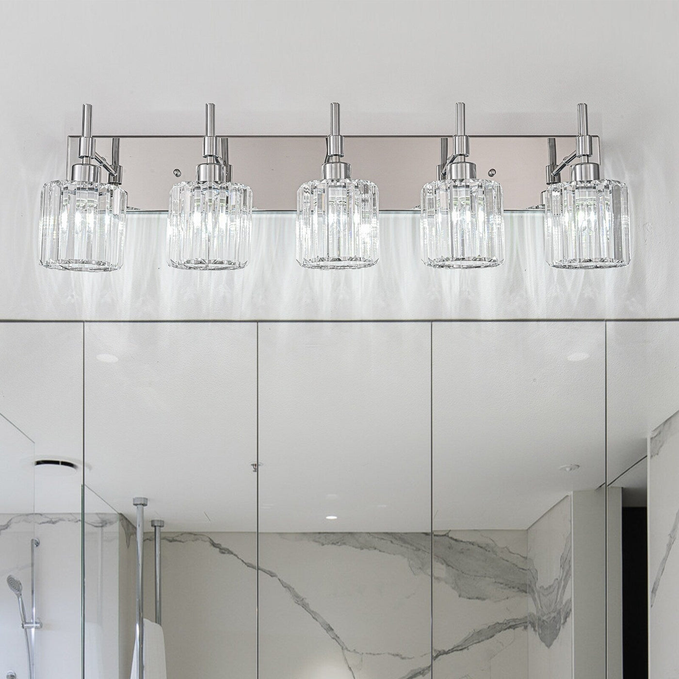 Modern Dimmable Crystal Bathroom Vanity Light Wall Sconces with Crystal Shades