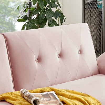 Modern Futon Sofa Bed, Convertible Sleeper Sofa with Tapered Wood Legs, 78.35 W, Small Split Back Sofa for Living Room