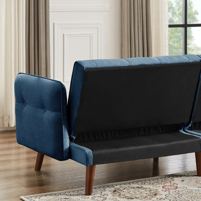 Modern Futon Sofa Bed, Convertible Sleeper Sofa with Tapered Wood Legs, 78.35 W, Small Split Back Sofa for Living Room