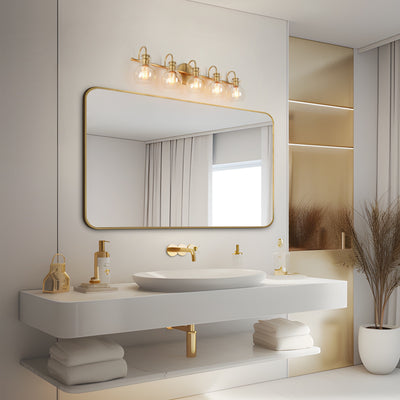 Modern Gold 3-Light Bathroom Vanity Light Orb Glass Wall Sconce