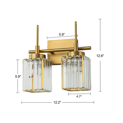 Modern Gold Dimmable Wall Light Glam Cylinder Bathroom Crystal Vanity Light Wall Sconces