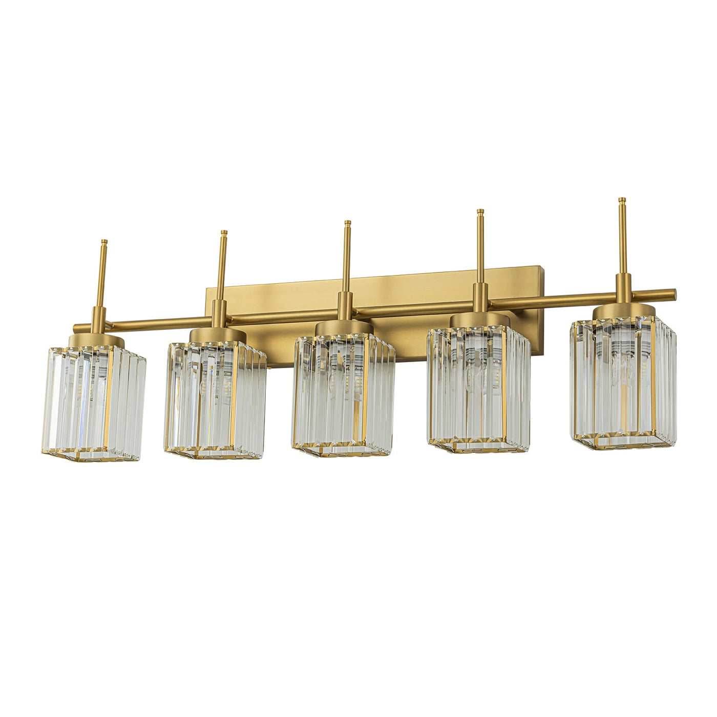 Modern Gold Dimmable Wall Light Glam Cylinder Bathroom Crystal Vanity Light Wall Sconces