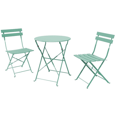 3pc Metal Folding Bistro Set, Weather-Resistant Outdoor/Indoor Conversation Set for Patio, Yard, Garden