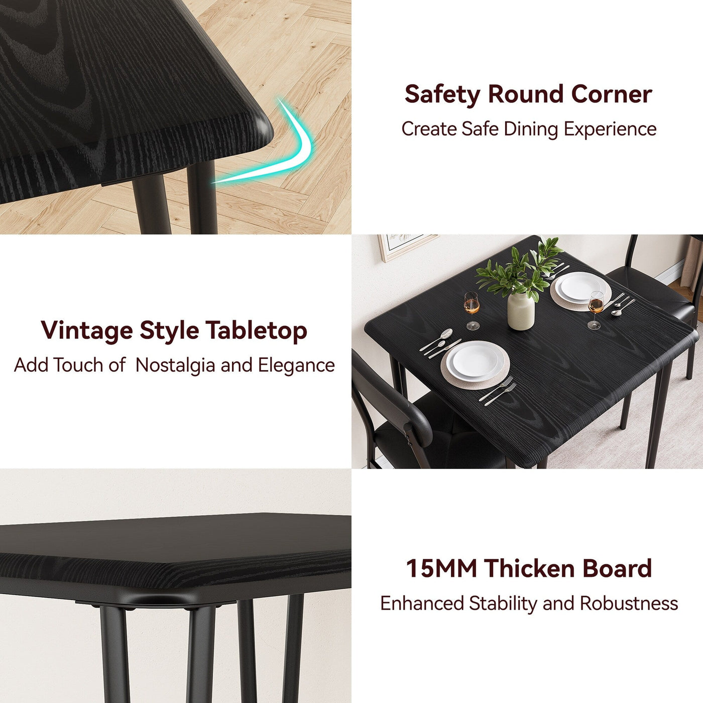 Modern kitchen Dinner Table Set for Dining Room - 3-Piece