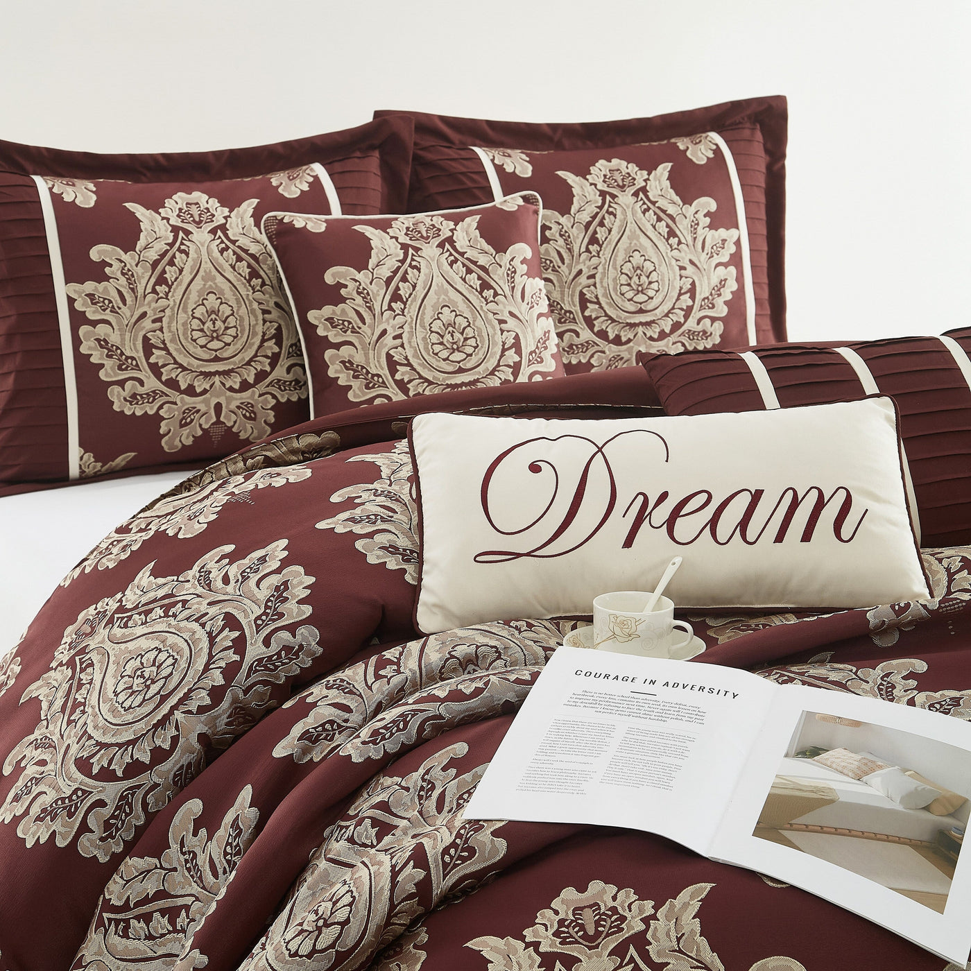 Nanshing Tiana 7 Piece Traditional Damask Comforter Set