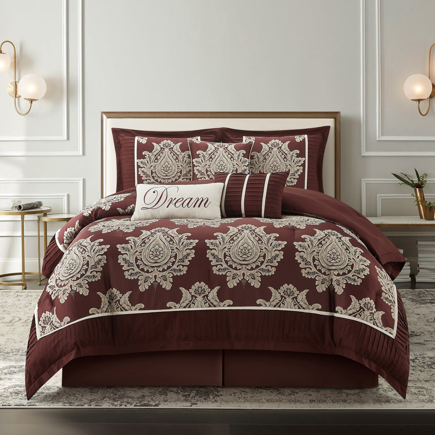 Nanshing Tiana 7 Piece Traditional Damask Comforter Set
