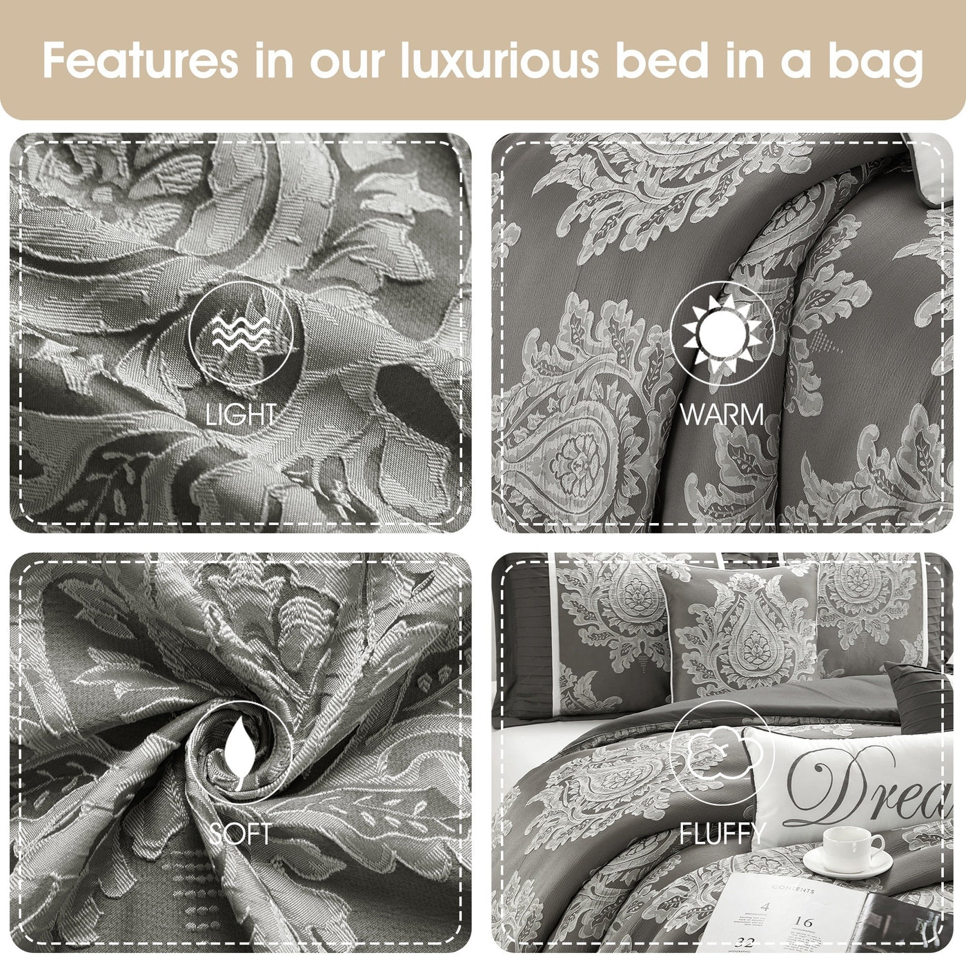 Nanshing Tiana 7 Piece Traditional Damask Comforter Set