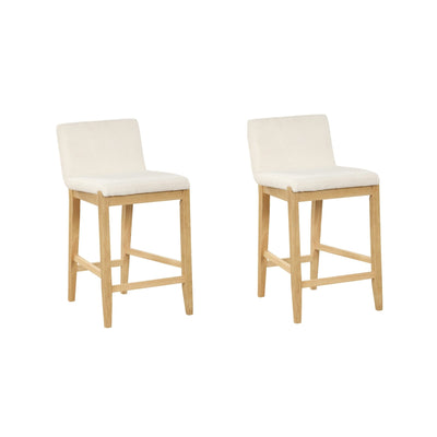 Gracie Modern Bar Stool, Boucle Upholstered Chair and Brushed Wooden Legs