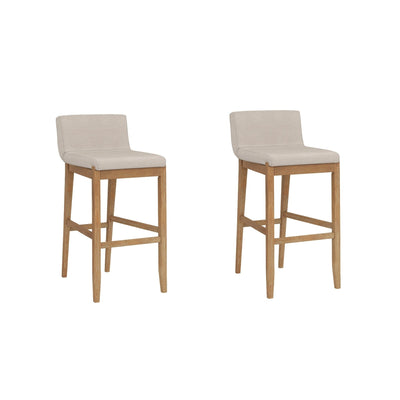 Gracie Modern Bar Stool, Boucle Upholstered Chair and Brushed Wooden Legs